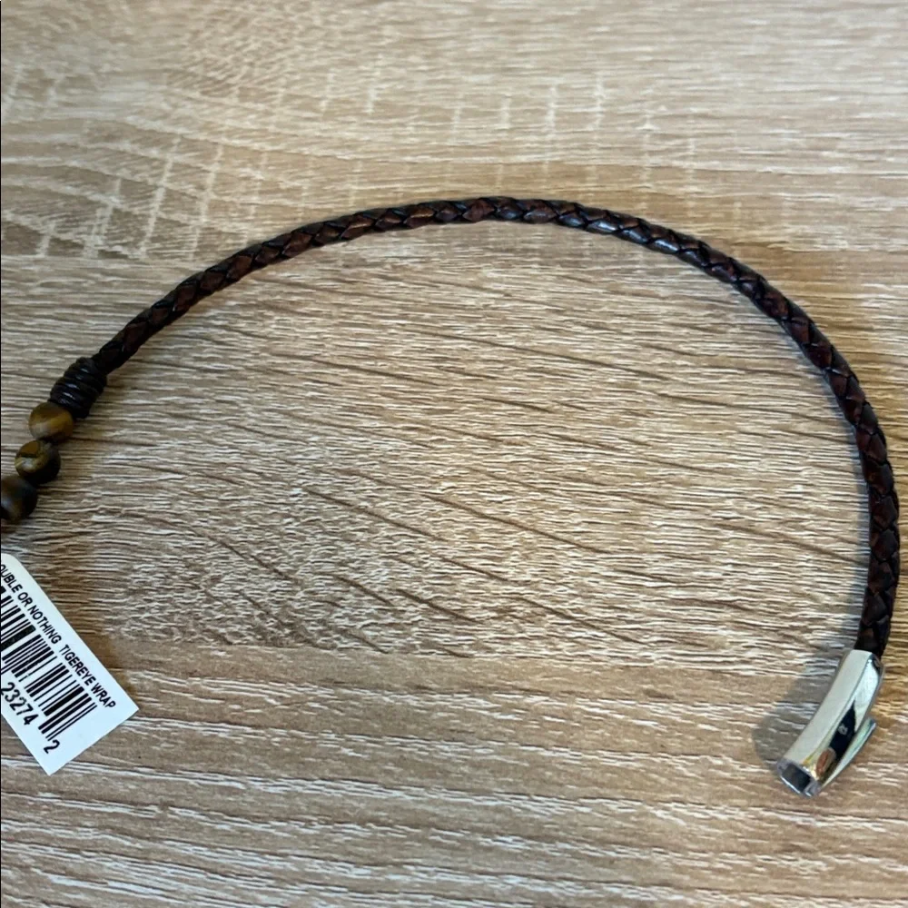 Nordstrom Jonas Studio Hand Knotted Tiger's Eye & Leather Wrap Bracelet NWT